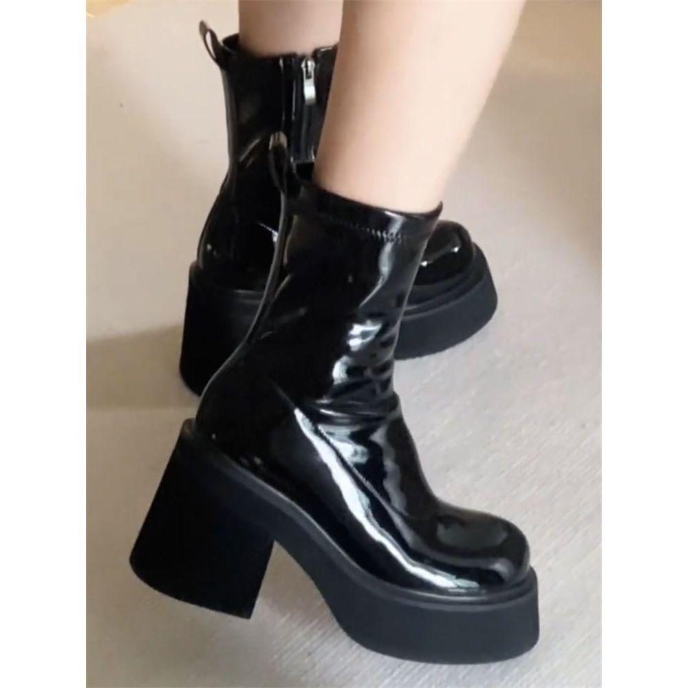 Black French Super High Heel Martin Boots Women's Autumn New Retro Skinny Versatile Coarse Heel Small Boots
