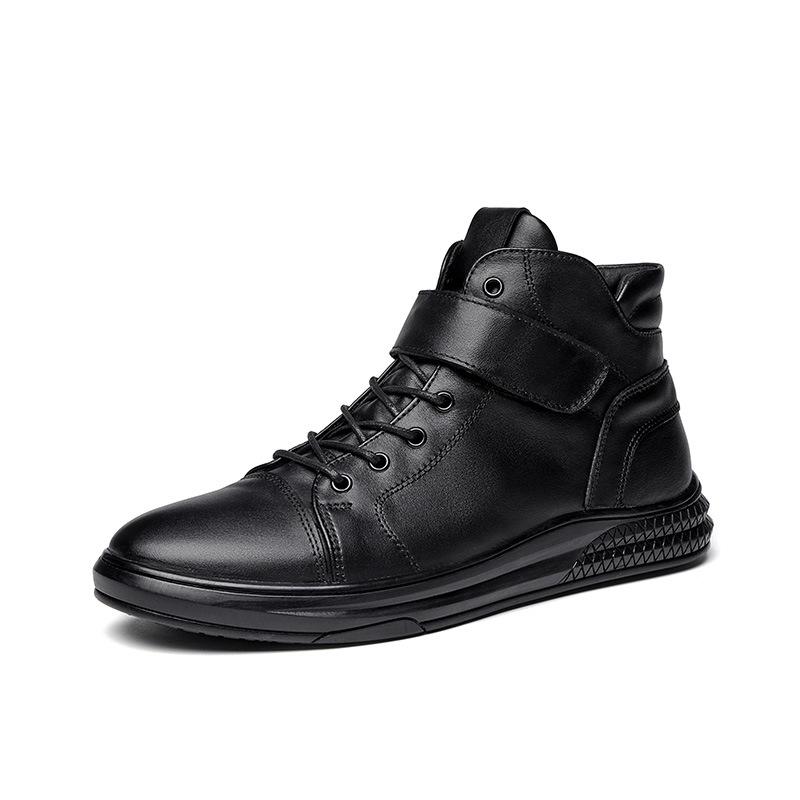 

Осень и зима Вельветовые повседневные кожаные ботинки на липучках с высоким верхом, мужские ботинки, мужские ботинки средней высоты, хлопковые ботинки, ботинки Мартин 38