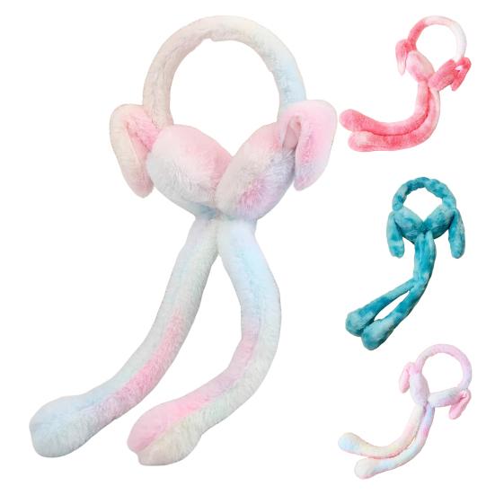 Dámský zimní ohřívač uší Roztomilé plyšové náušníky s pohyblivými skákacími králičími uši Přechodová barva Kryty uší Čelenka pro ženy dívky