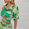 Beautiful Versatile Elegant Design Fashion Print Shirt Shorts Bohemia Style Sexy Two-Piece Suit