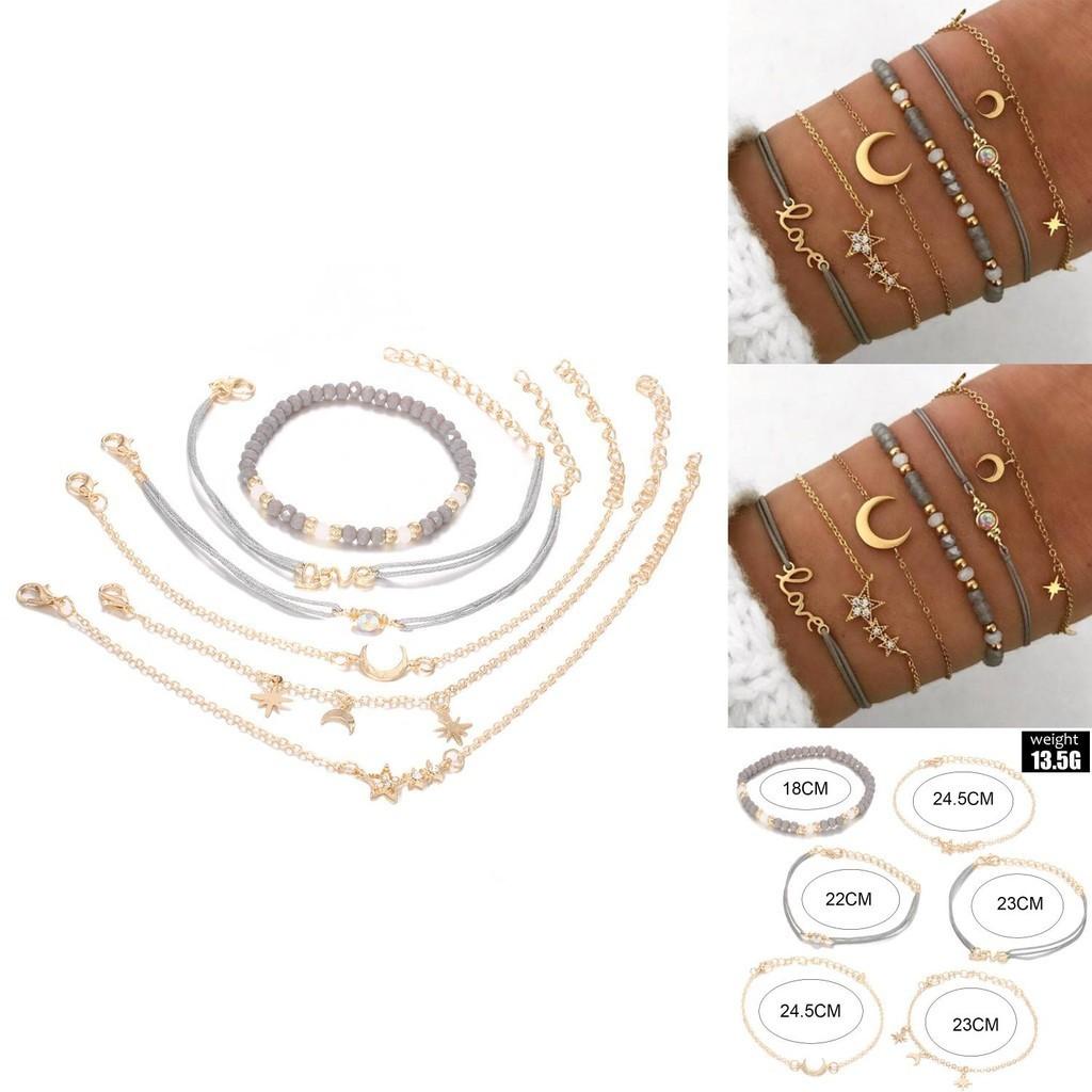 Trendy Autumn Bracelet Set With Star And Moon Pendants Unisex Design Perfect For Gifts