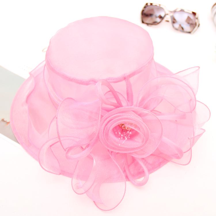 Ladies Hat Bow Mesh Gauze Hat Spring And Summer Travel Beach Sun Hat Big Edge Sun Hat