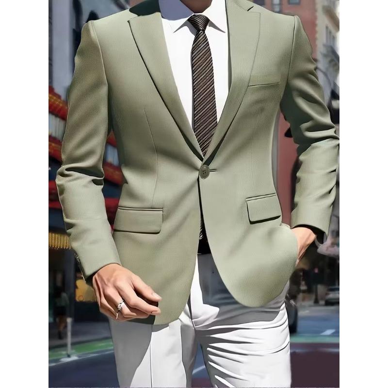 Men Slim Fit Single Breasted Solid Color Long Sleeve Casual Blazer