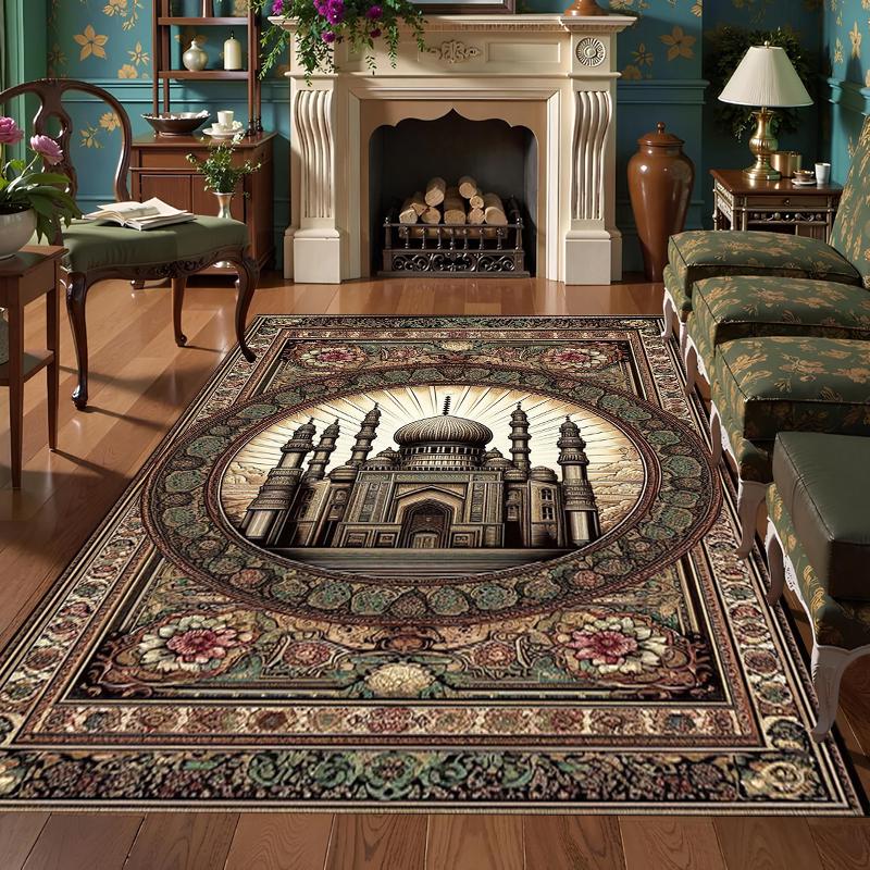 Traditional Eastern Mosque Carpet Mat Rug Home Decoration Living Room Bedroom Floor Decor Islamic Architecture Rugs