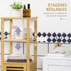 Bamboo Bathroom Column Cabinet with 2 Open Shelves and Cupboard, 32.9 X 29.9 X 120 Cm, Natural Wood