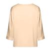 Womens 3/4 Length Sleeves Shirts V-Neck Satin Color Loose Dressy Trendy T-Shirt Pullover Blouse Tops