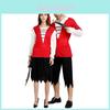 Stunning Women's Pirate Costume Dress With Elegant Red And Black Design For Halloween Parties