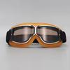 Vintage Pilot Motorcycle Goggles UV400 Windproof Scratch Resistant PC Lens with Leather Trim for Open Face Helmet