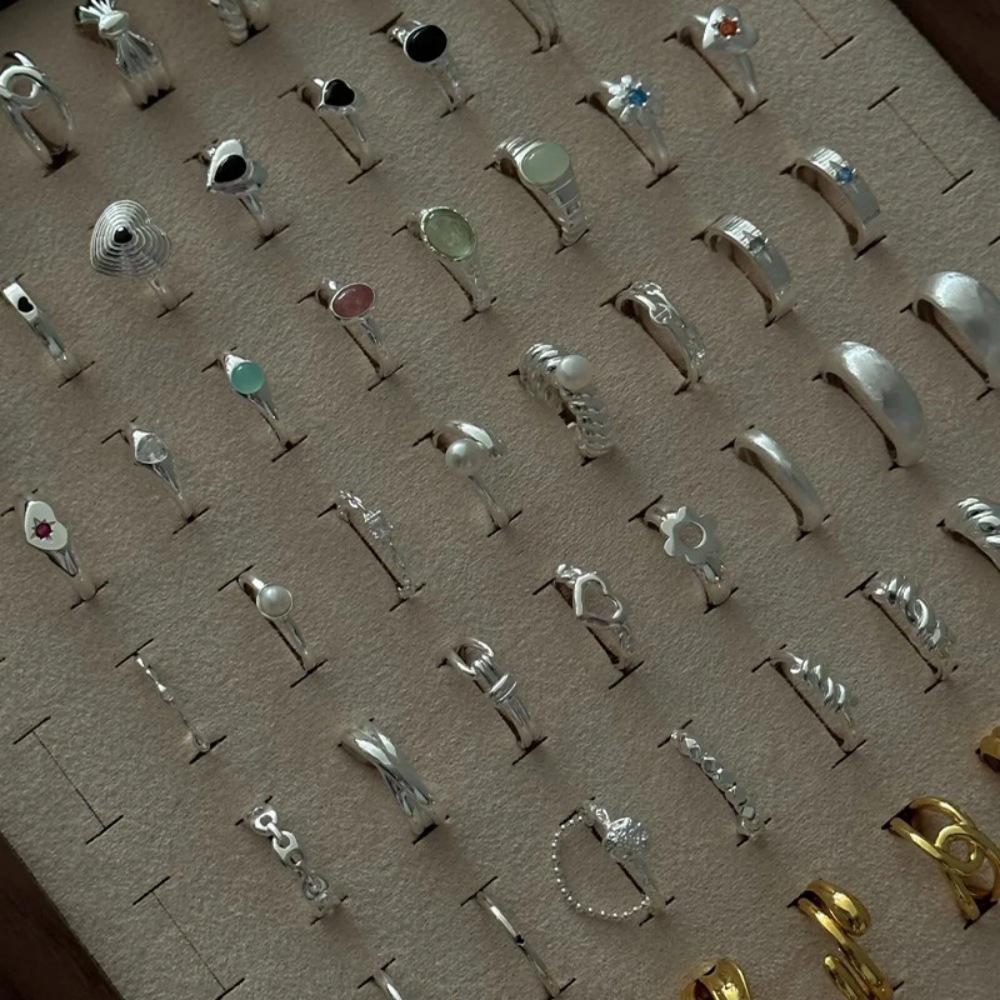 925 Sterlingsilber Unregelmäßiger Edelstein Damen Luxus Zeigefingerring - Nicht Verblassend, Verstellbar, Leichtes Nischendesign.