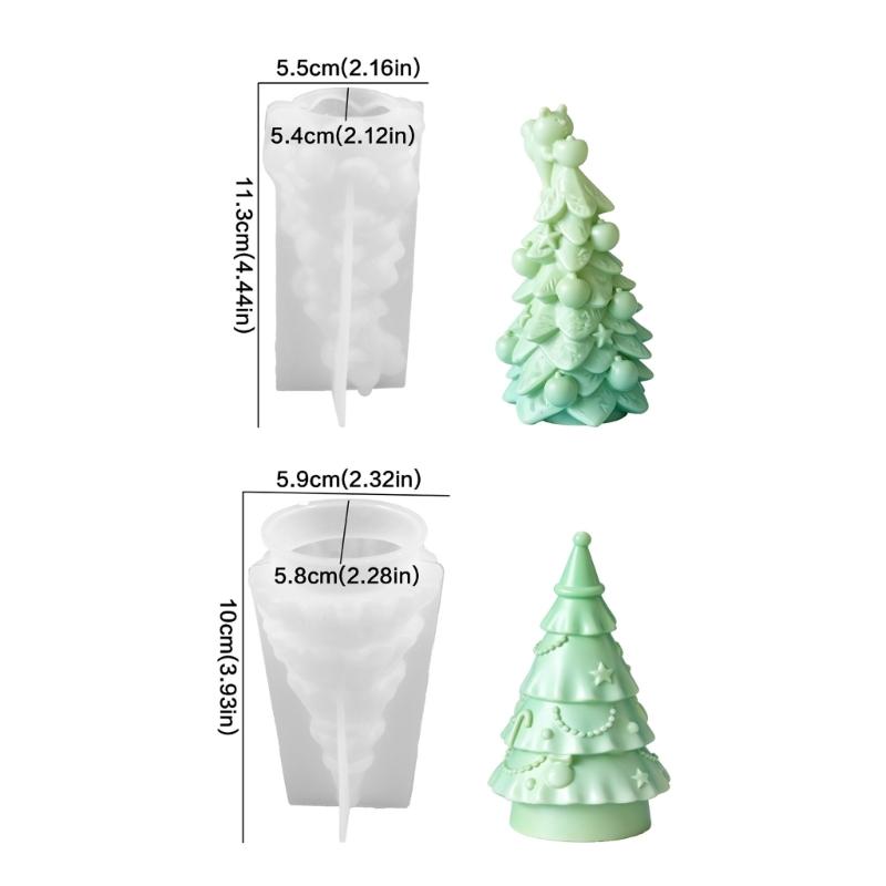 3D Christmas Tree Candle Molds In Flexible Silicone for Pouring, Releasing, and Reusing In Seasonal Waxes Craft Projects