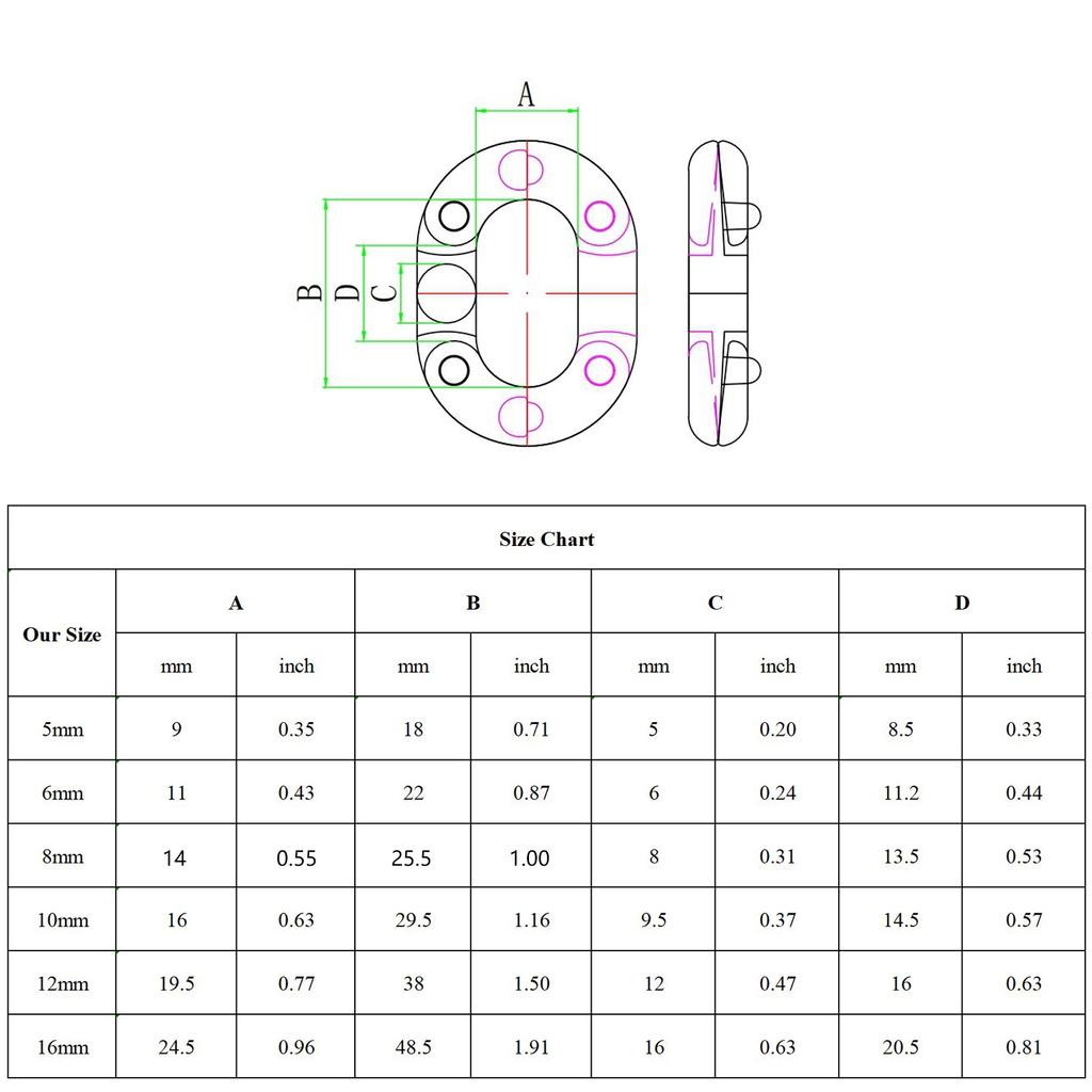 1 Stuk Marine Kwaliteit C-Link Split Verbindingsschakel voor Bootankerketting 316 Roestvrij Staal Heavy Duty Kettingschakel Connector