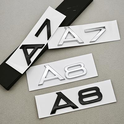 3D ABS Chrome Black Logo A7 A8 Emblem Car Rear Trunk Badge Sticker Decals For 41s A7 A8 4G 4K D4 D5 Auto Decorative Accessoriess41