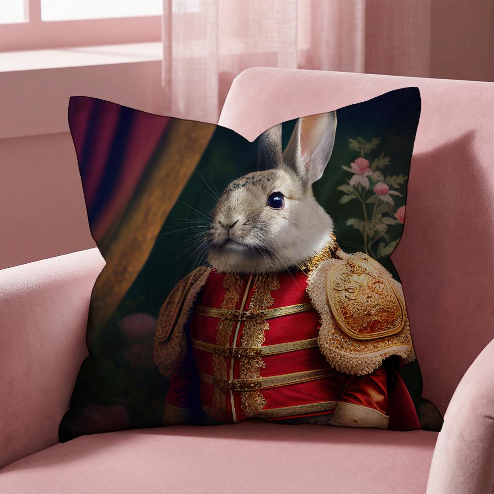 R-Retro Rabbit Portrait ARTWORK Cushion Cover Multi-Scene Pillow Cover for Home & Car - Reversible, Soft & Durable for Daily Use