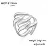 Cazador Geometric Wavy Ripple Women's Ring Adjustable Stainless Steel Finger Rings Trend 2025 Jewelry Wholesale Birthday Gifts