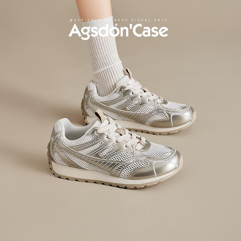 Augustine silver German training shoes women's 2025 new summer mesh thin sports dad shoes little white Forrest Gump shoes