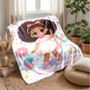Cute Girl with Gumball and Rainbow Blanket Personalized Name Flannel Blanket Soft Cozy Plush Throw for Sofa Bed Lightweight Home Decor