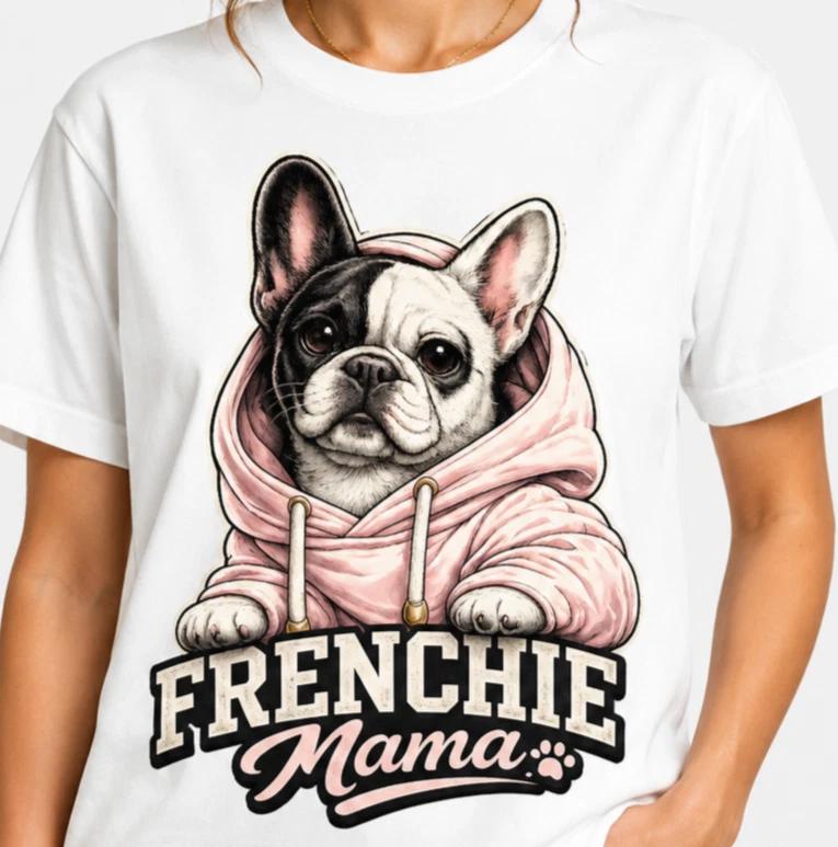Frenchie Mama T Shirt French Bulldog Dog Mom Cute Graphic Tee White Multi Colors 2XL