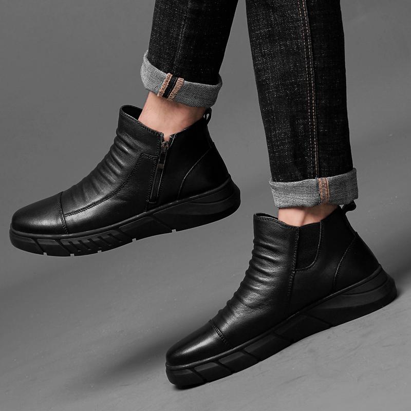 Scarpe Business Classiche Invernali da Uomo High Top 2024 Stivali da Motociclista da Uomo in Vera Pelle All-match Comodi Stivaletti da Uomo