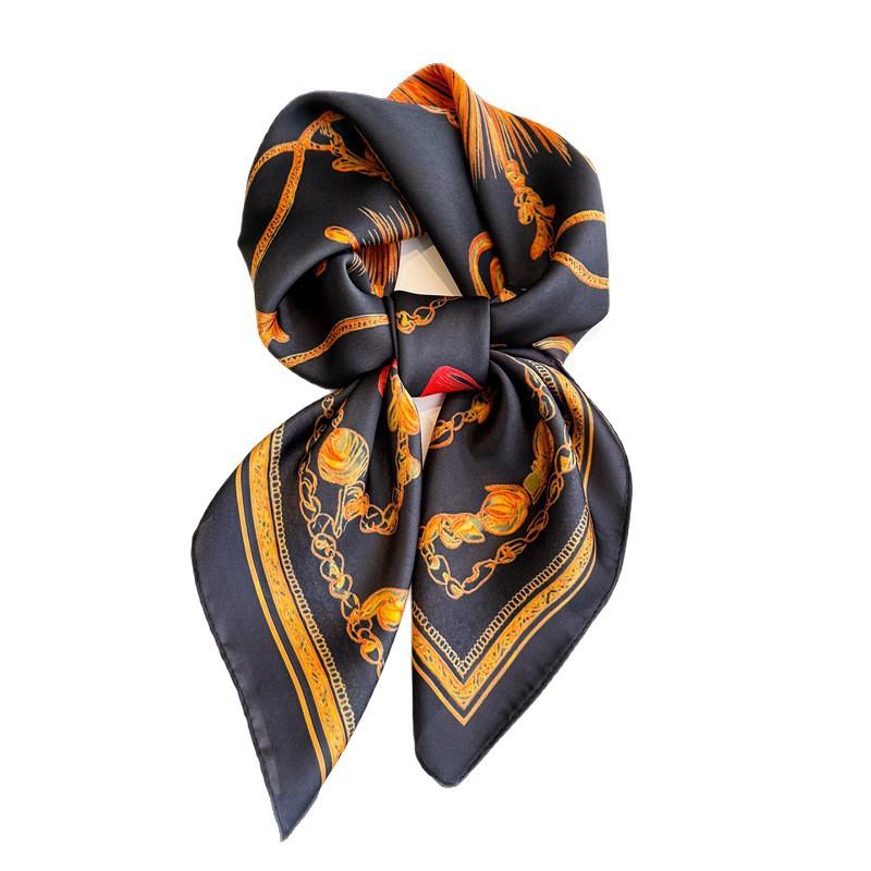 Retro Elegant Imitation Silk Printing Silk Scarf Square Scarf High-end Shawl Sunscreen Neck Professional Scarf Headscarf Scarf