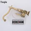 Basin Faucet Antique Brass Sink Faucet Carved Bathroom Faucet Copper Tap Rotate Single Handle Hot & Cold Water Mixer Tap Crane