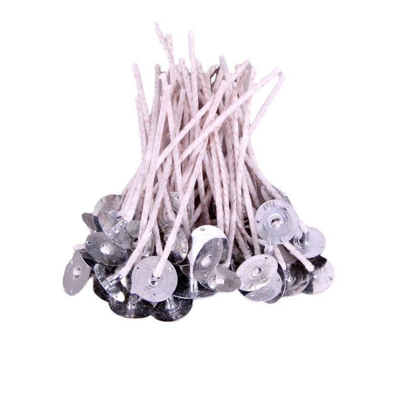 HTP Cotton Candle Wicks, Smokeless & Long-Burning, Pre-Waxed with Metal Holder