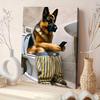 Unique Style Solid Canvas Humorous German Shepherd Dog Bathroom Wall Art, Indoor and Outdoor Home Decoration