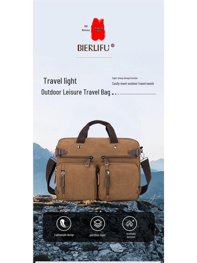 Cross-border Genuine Leather Briefcase: Multifunctional Shoulder & Travel Bag with Large Capacity for Laptop & Essentials