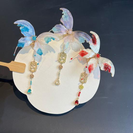 Women Hair Clip Shiny Butterflies Decor Hair Piece Hair Styling Pin Metal Rhinestone Tool Hair