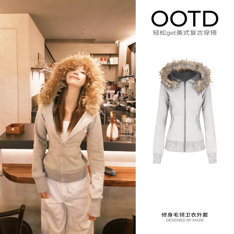Sweater Sweater Jacket for Women's Autumn and Winter, Women's New Long-sleeved Cardigan with a Hooded Top and a Thick Velvet Top.