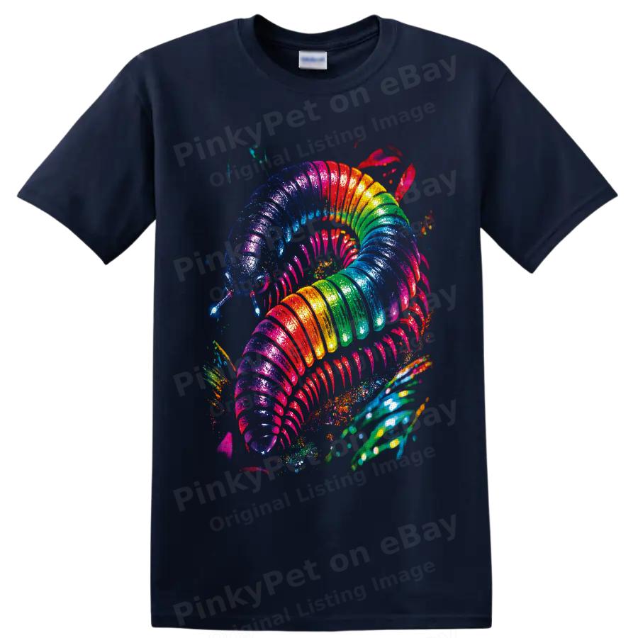 Rainbow Millipede T Shirt Colorful Insect Art Psychedelic Nature Graphic Tee