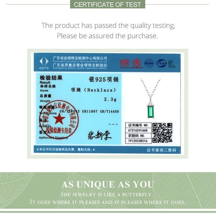 Bamoer 925 sterlingsølv grønn zirkon anheng halskjede for kvinner fine smykker belagt gull lenkekjede kvinner smykker gave