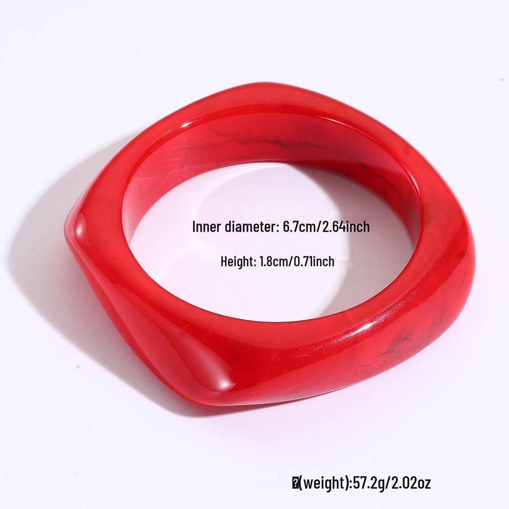 Bracciale Ovale in Resina Semitrasparente High-End Retro Europeo e Americano per Ragazze