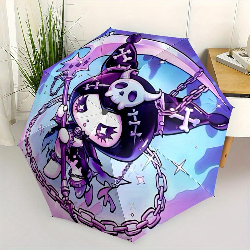 

1pc Death Kuromi Automatic Opening and Closing Umbrella, Lightweight 3-Fold, With Cute Cartoon Characters, Suitable for Home, Outdoor and Daily Use, L