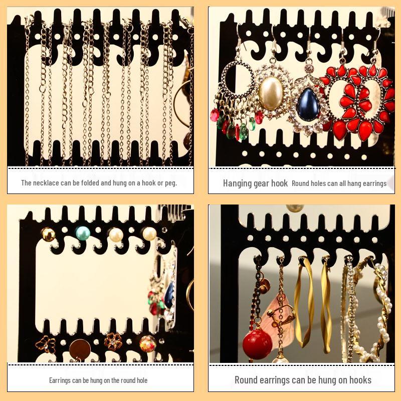Rotating Earring & Necklace Display Rack with Dustproof Large Capacity