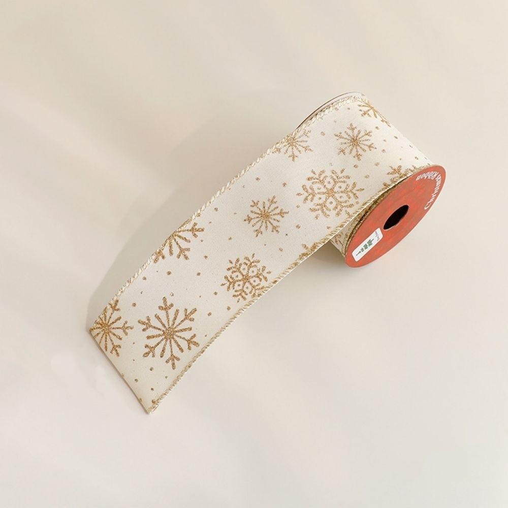 Fabric Trim Christmas Wrapping Ribbon Merry Christmas Snowflakes Pattern Ribbon Bow Making