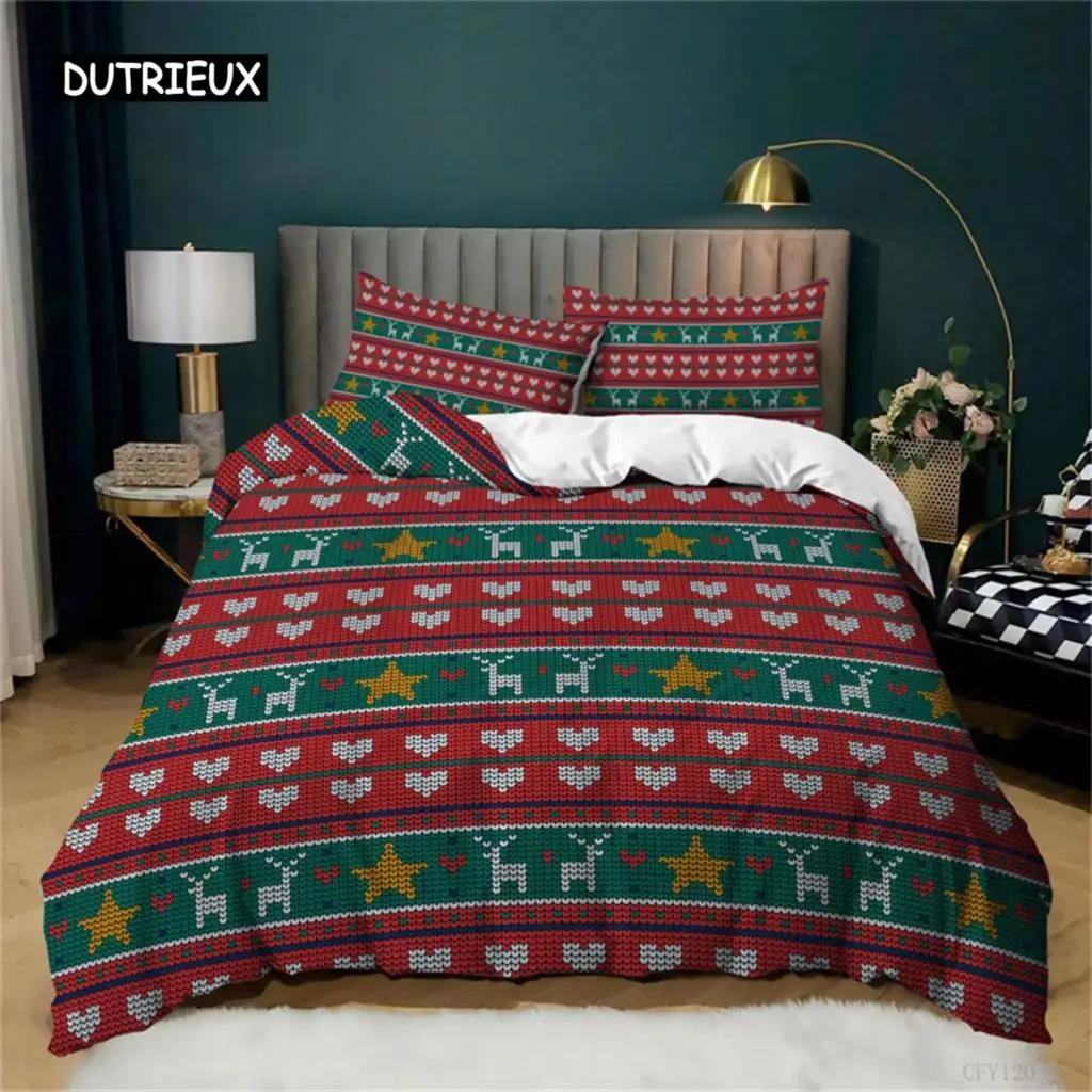 Weihnachtsmann oder Elch Bettbezug Bettwäsche-Set Full Queen für Jungen Mädchen Geschenke Schlafzimmer Mikrofaser Bettdeckenbezug mit Kissenbezügen