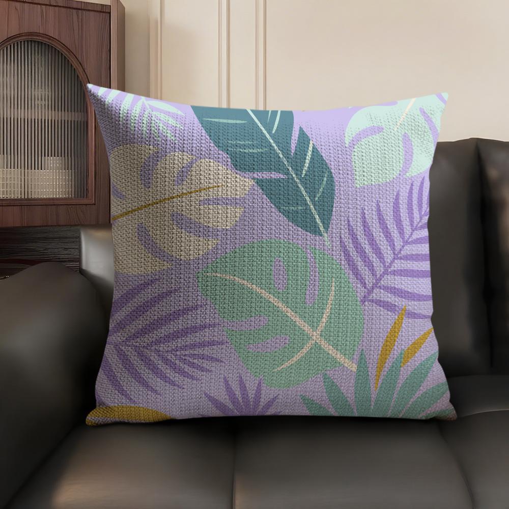 Tropical Rainforest Leaves Cushion Cover Breathable Linen Organic Fabric DoubleSided Printing Sofa Pillow Case Home Decor