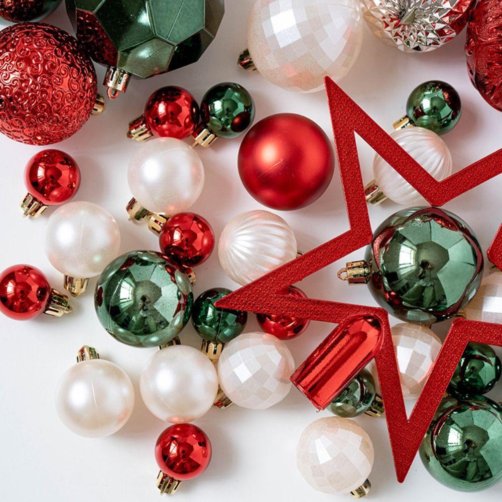 50PCS Fashion Plastic Christmas Ball Set 3/4/5/6/8cm Suspensable Christmas Tree Balls Multicolor Xmas Baubles Scene Supplies