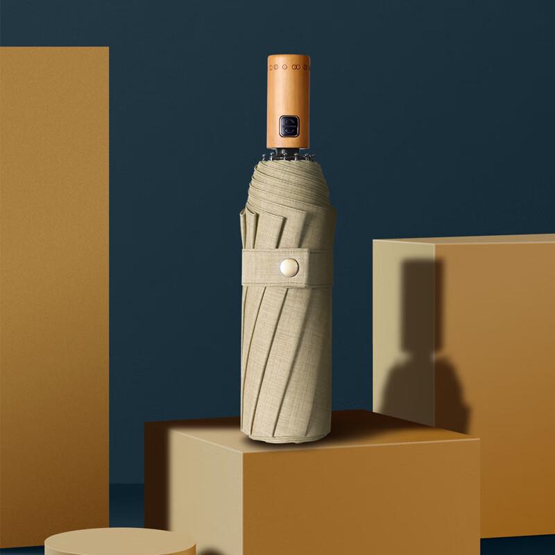 Nanjiao Automatic Folding Windproof Business Umbrella with Wooden Handle 23-inch, 10-rib