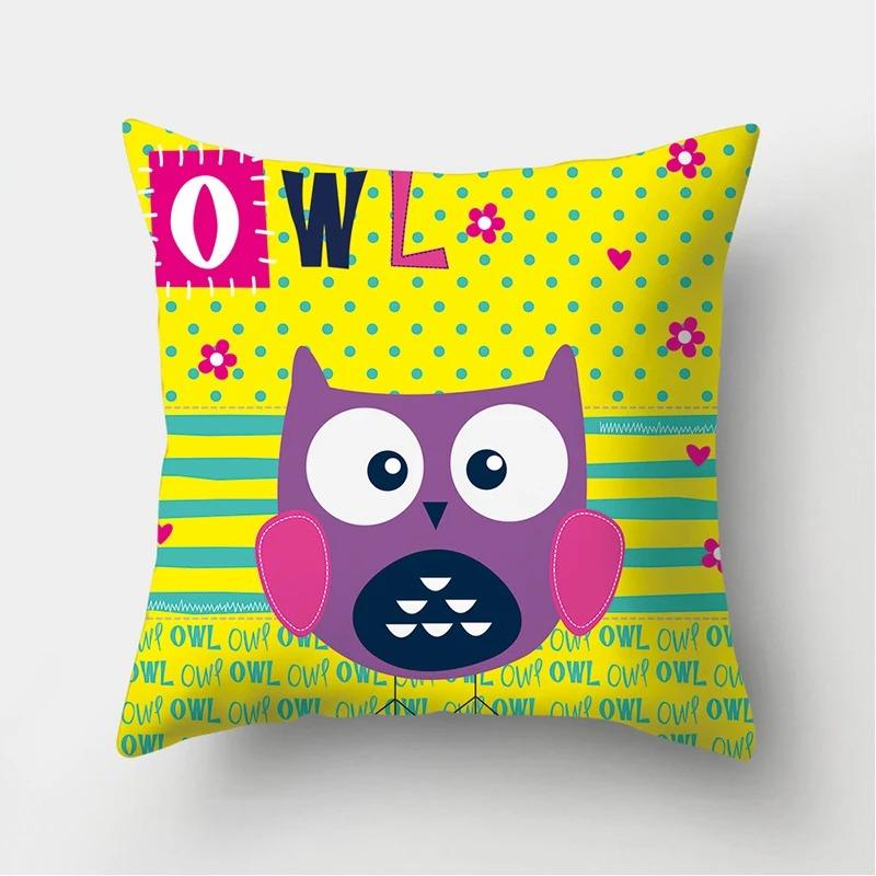 Owl Flower Decorative Pillowcase Living Room Office Home Pillowcase Car Ornaments