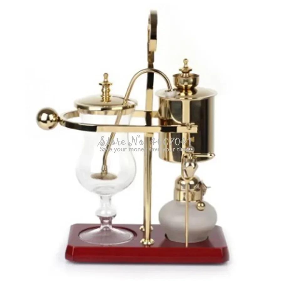 Luxury Rose Gold Glass Syphon Coffee Maker for 4 Cups Belgian Design Royal Family Balance Polished Finish Siphon Drop Pot