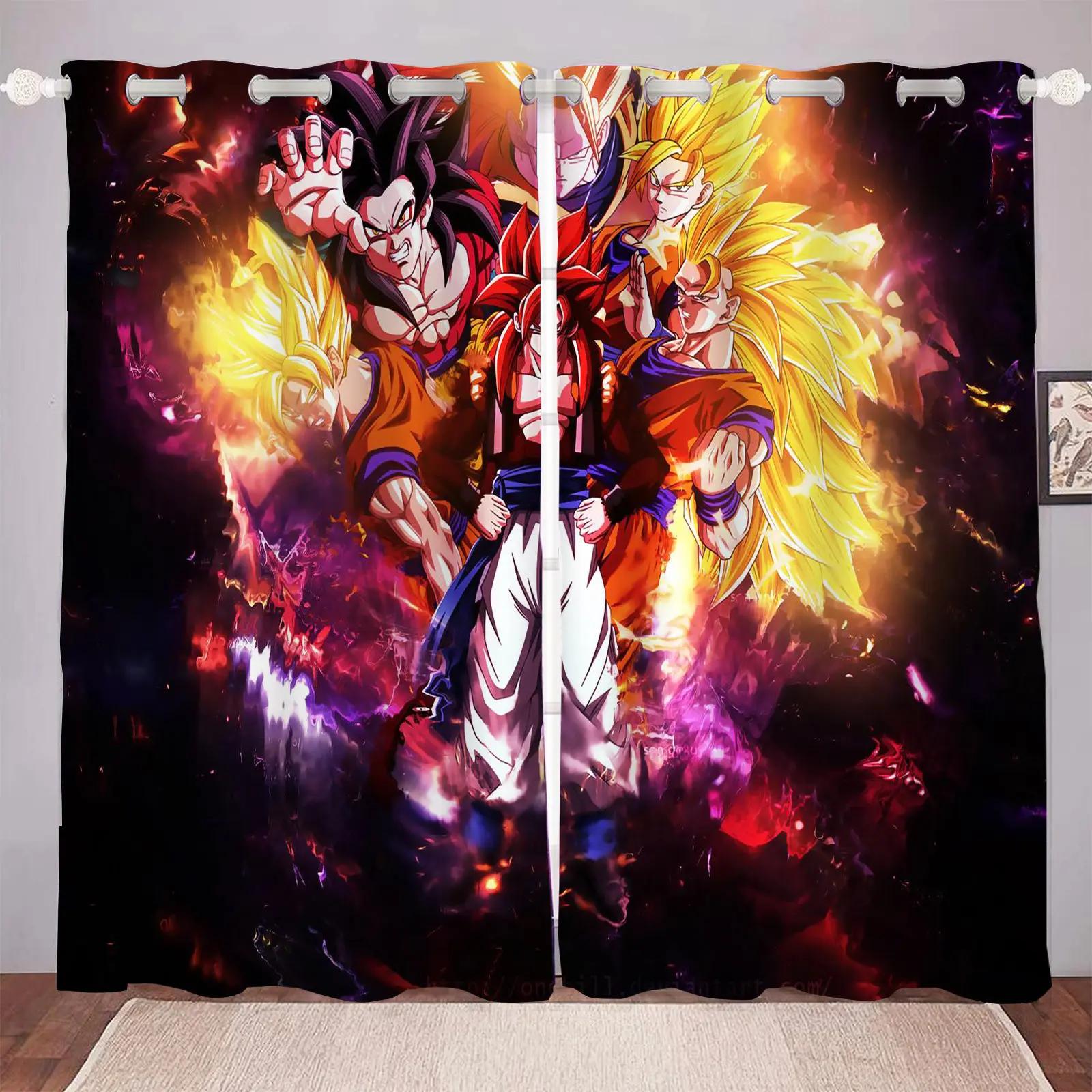 

Мультяшна штора Dragon Ball Принт Подарунки для хлопчика Спальня Поліестер Затінення Вікно вітальні Блекаут Перегородка Домашній декор 183x214cm&Grommet Top