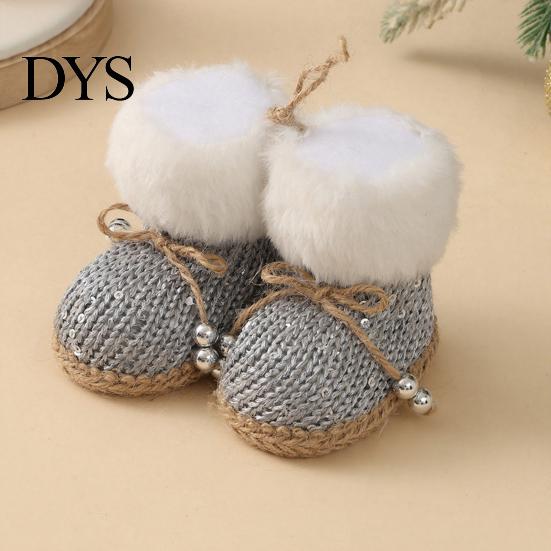 Rustikale Weihnachts-Tür-Wanddekorationen Gestrickte Weihnachtsstiefel-Anhänger, Niedliche Hängende Plüschstiefel-Dekoration mit Winterfestlichem Dekor Glocke, Baum