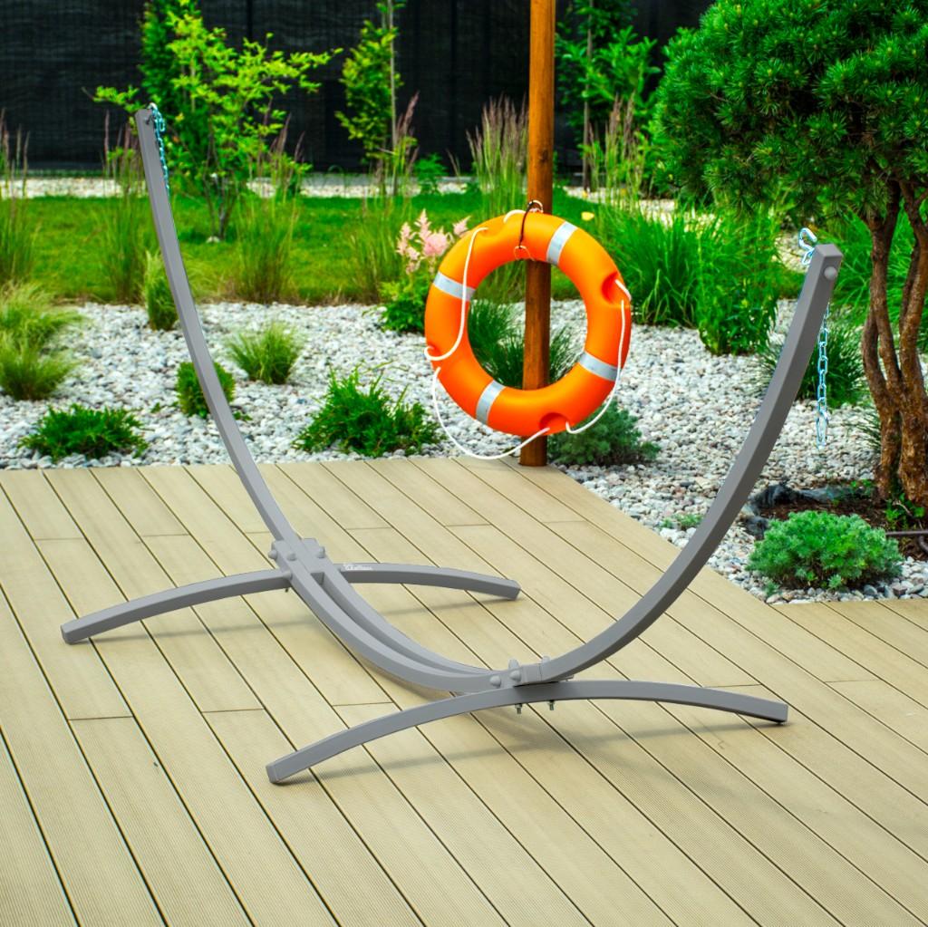 Hammock Frame, Garden Hammock Stand, Two-person, Metal, Gray, Strong, 250 Kg