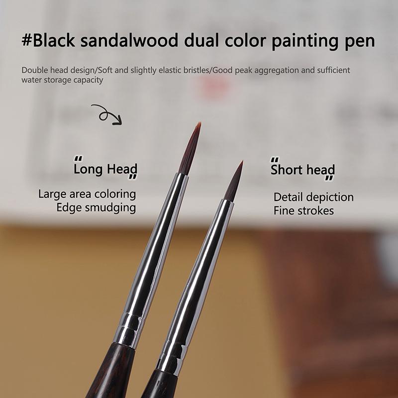 Pensulă Nail Art cu Cap Dublu, Pensulă pentru Detalii din Lemn de Santal, Stilou pentru Gel de Unghii, Pensulă pentru Pictură, Vârf pentru Manichiură, Extensie