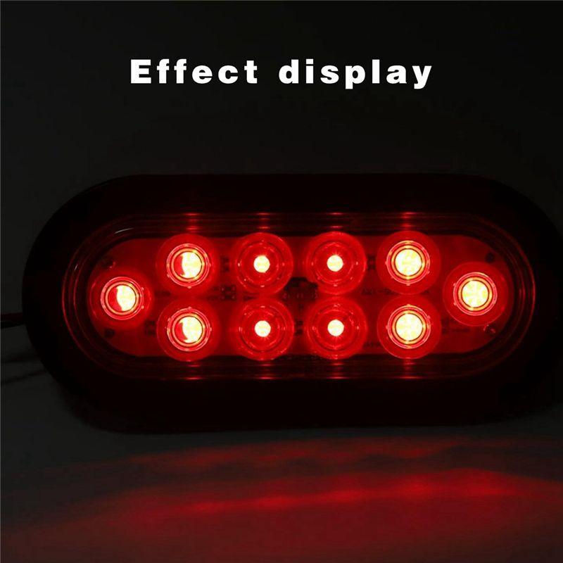 Car Oval 10LED Light Bulbs Brake Lights With Plug12v Turn Signal Lights Universal For Most Cars Trucks Trailer Red Parts