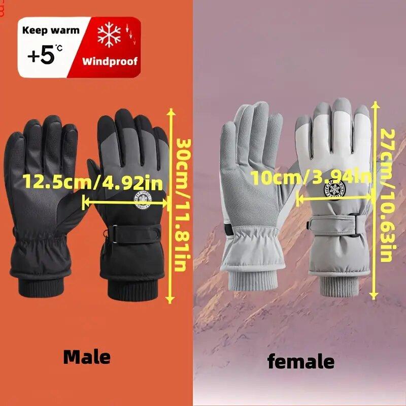 Winter Warm Waterproof Skiing Gloves for Unisex Touch Screen Wrist Adjustable Thick Gloves Outdoor Cycling Skiing Accessories