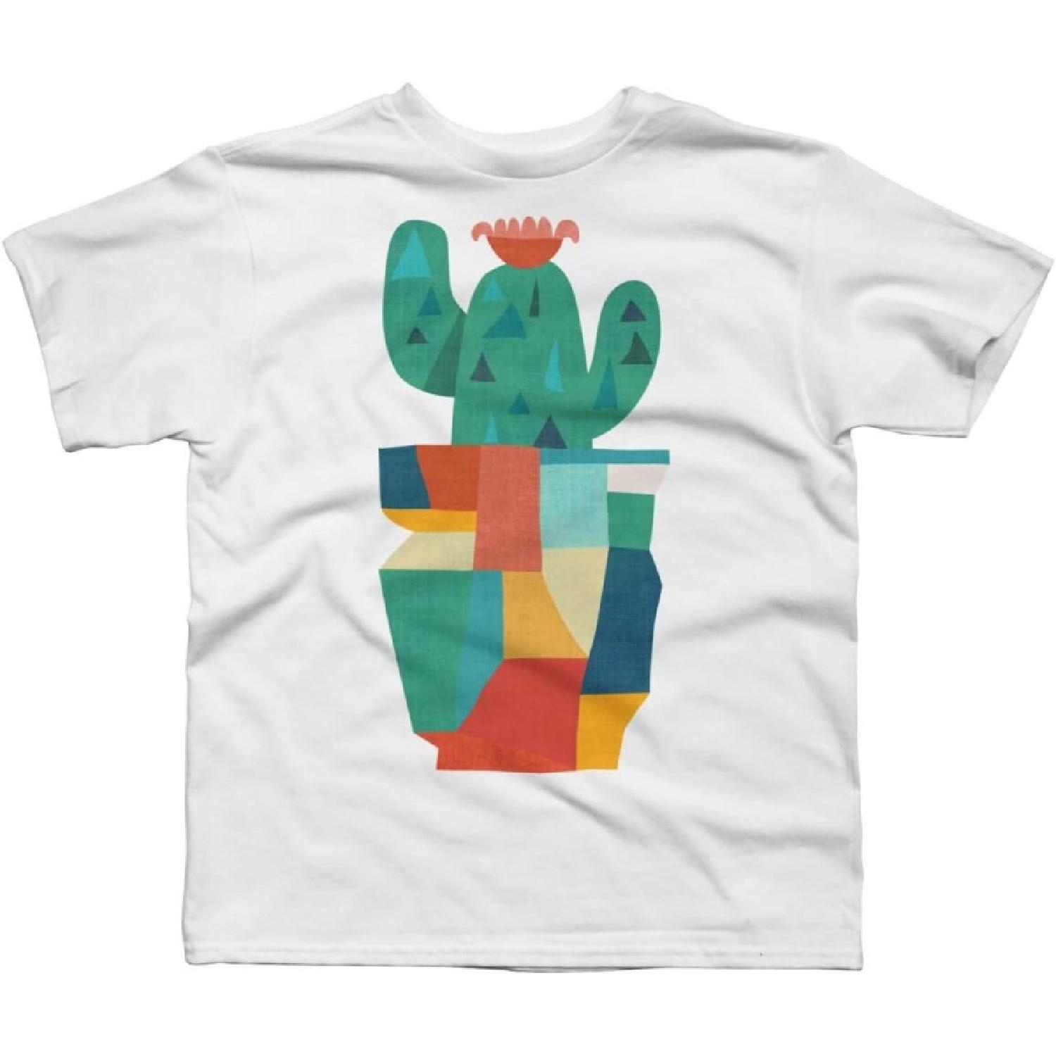 Design By Humans Boy s Cactus in Bloom by radiomode T-Shirt - - S