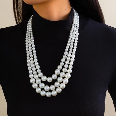 Conjunto de collar de perlas europeas y americanas - Estilo francés apilable