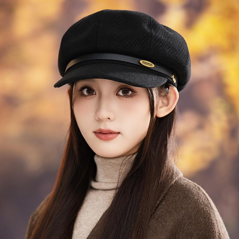 

Осенне-зимняя женская ретро восьмиугольная шляпа с металлическим логотипом, универсальная, ветрозащитная, берет с козырьком, шляпа художника в британском стиле One Size